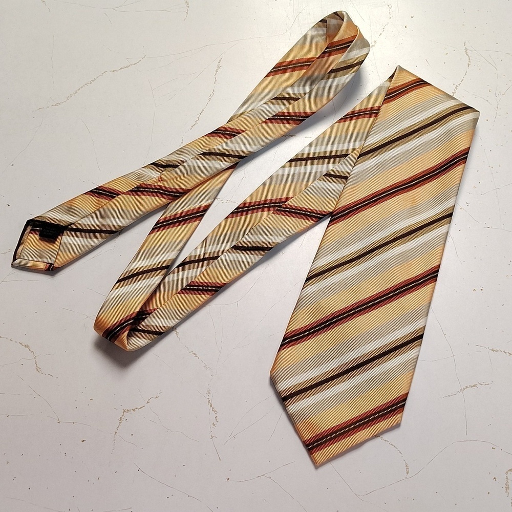 Altea Milano 100% Silk Vintage Tie Brown Diagonal Stripes Italy Formal Office